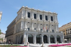 View of Teatro Real (opera house and concert hall) in Madrid (Spain) from the north-west angle. Building from 1850.