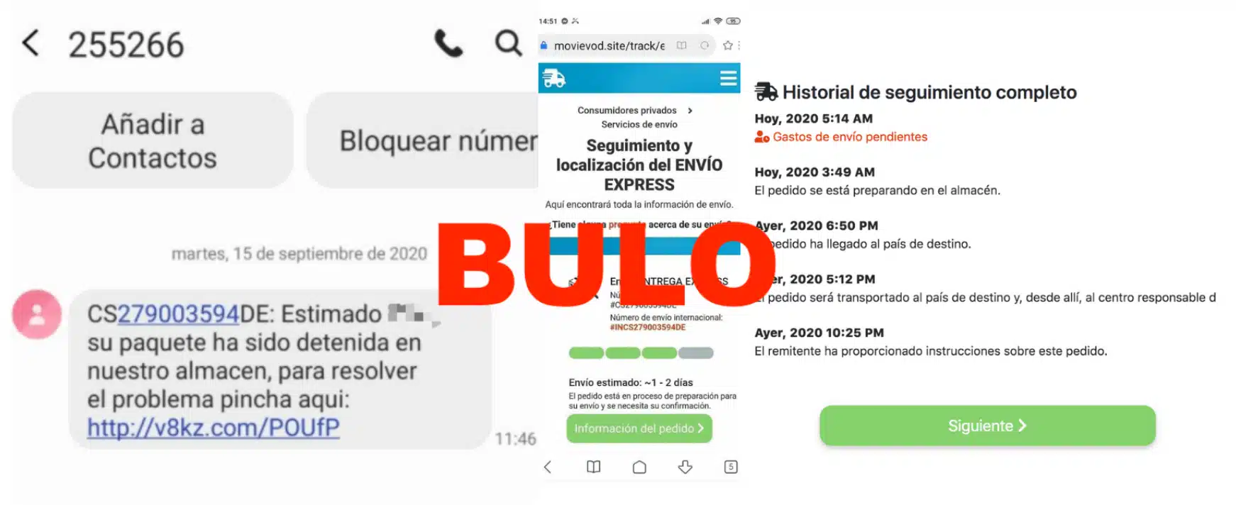 entrada paquete phising